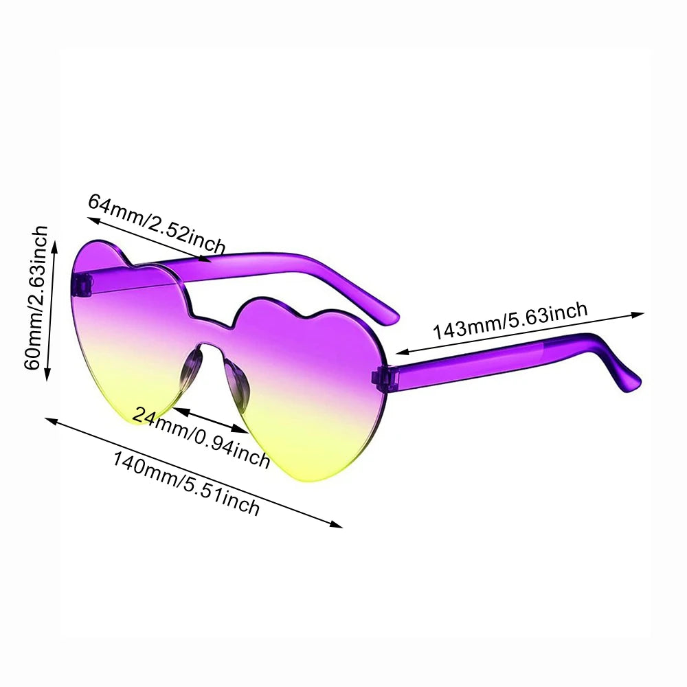Rimless Heart Sunglasses – Colorful Gradient Love Shades – Elegant Men's Accessory | Accessorio Uomo Elegante