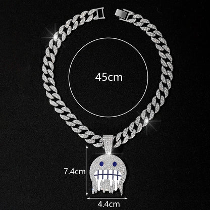 15mm Cuban Chain Necklace with Cold Face Pendant – High-Polish Finish – Elegant Men's Accessory | Accessorio Uomo Elegante