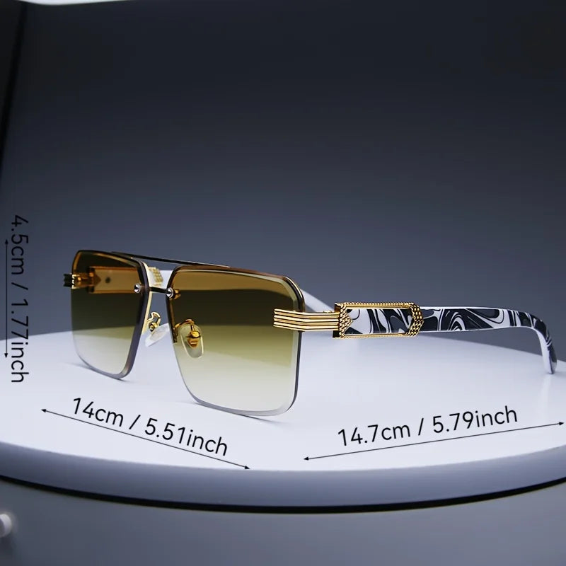 Rimless Square Sunglasses – Classic Minimal Design – Elegant Men's Accessory | Accessorio Uomo Elegante