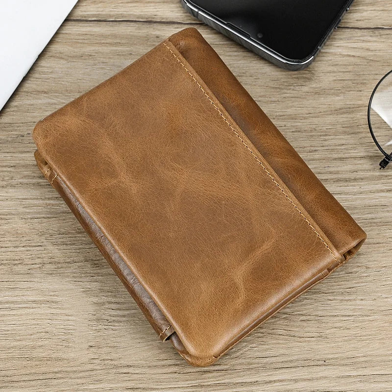 DRAVEN — Genuine Leather Short Wallet Men Soft Card Holder