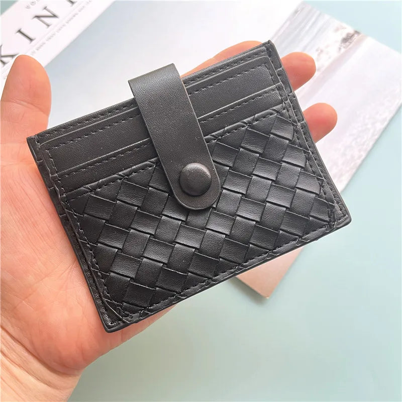 DRAVEN — PU Leather Business Card Holder Braided Large Capacity