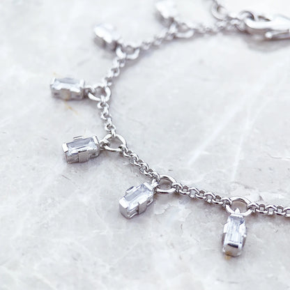 925 Sterling Silver Baguette Stone Bracelet – Elegant Men's Accessory | Accessorio Uomo Elegante