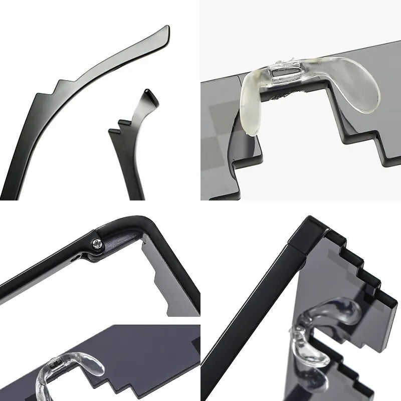 DRAVEN — Pixel Mosaic Sunglasses – Retro Party Gamer Shades (2PCS)