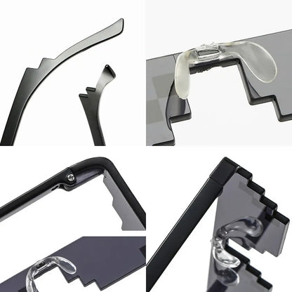 Pixel Mosaic Sunglasses – Retro Party Gamer Shades (2PCS) – Elegant Men's Accessory | Accessorio Uomo Elegante