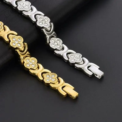 Four-Leaf Clover Diamond Bracelet – Elegant Men's Accessory | Accessorio Uomo Elegante