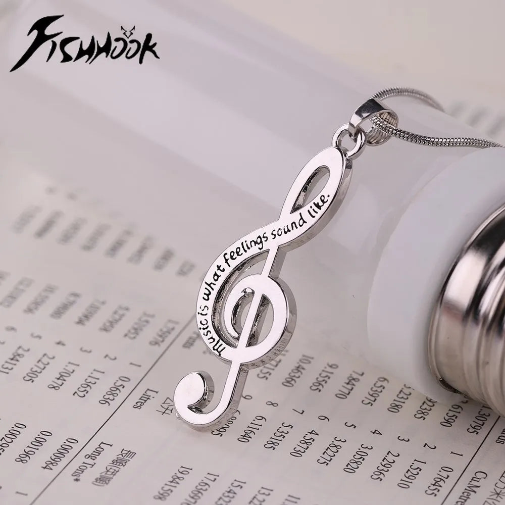 DRAVEN — Treble Clef Music Note Necklace – Silver Pendant Chain for Men and Women
