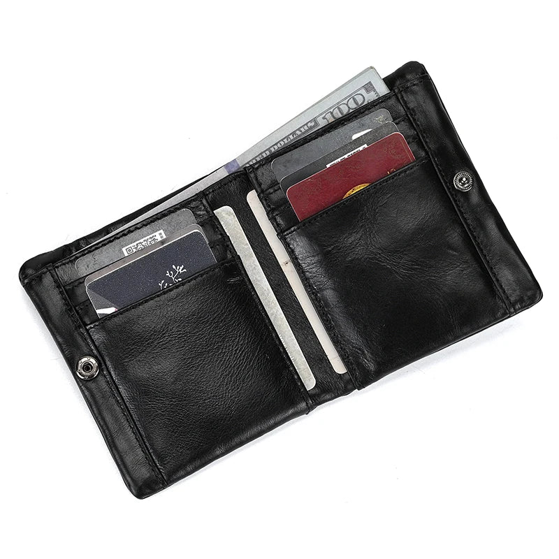 DRAVEN — Genuine Leather Short Wallet Men Soft Card Holder