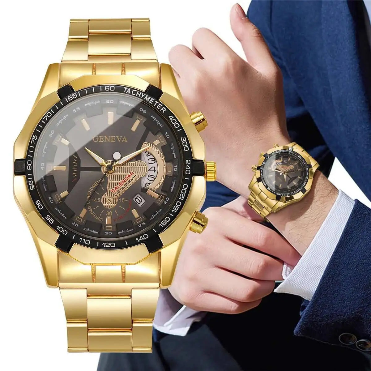 Business Quartz Watch for Men – Large Dial & Calendar Display – Elegant Men's Accessory | Accessorio Uomo Elegante
