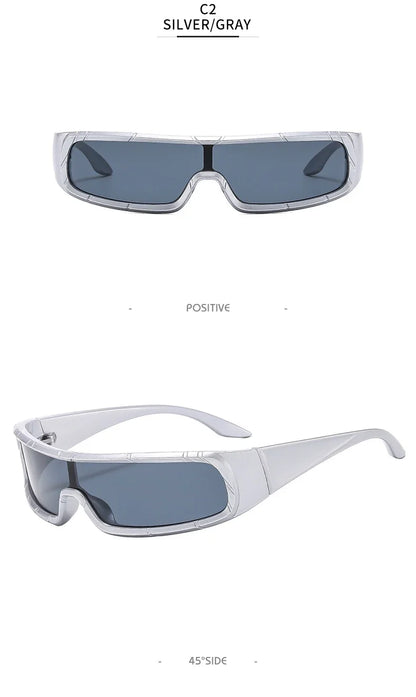 Monoblock Wrap Sunglasses – Futuristic Punk Style – Elegant Men's Accessory | Accessorio Uomo Elegante
