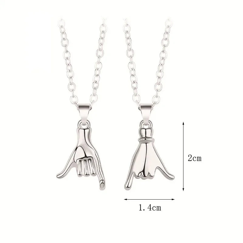 DRAVEN — Pinky Swear Couple Necklace Set – Promise Hand Pendant Jewelry for Lovers and Friends