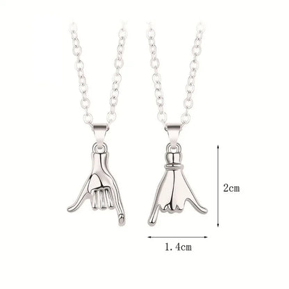 Pinky Swear Couple Necklace Set – Promise Hand Pendant Jewelry for Lovers and Friends