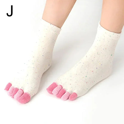 Women's Five Toe Socks – Soft Cotton Colorful Mid Tube