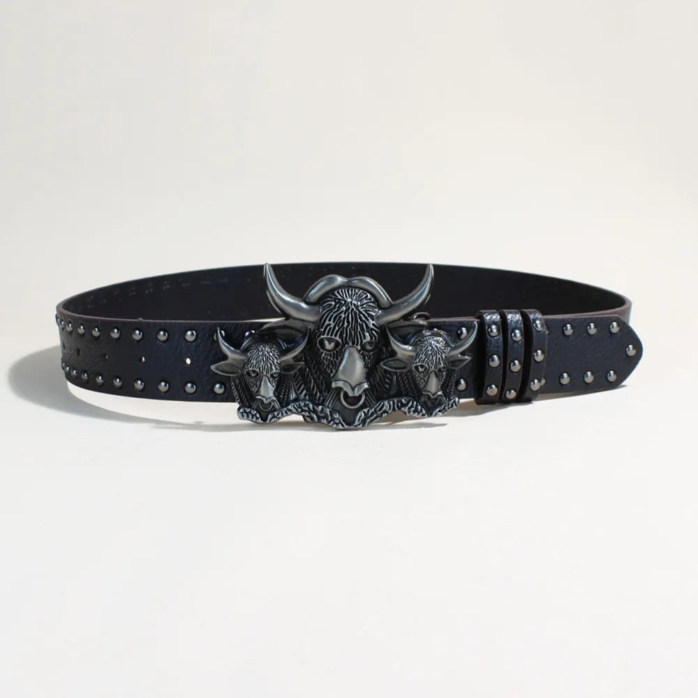 DRAVEN — Gothic Y2K Rivet Belt Unisex Punk Skeleton Design