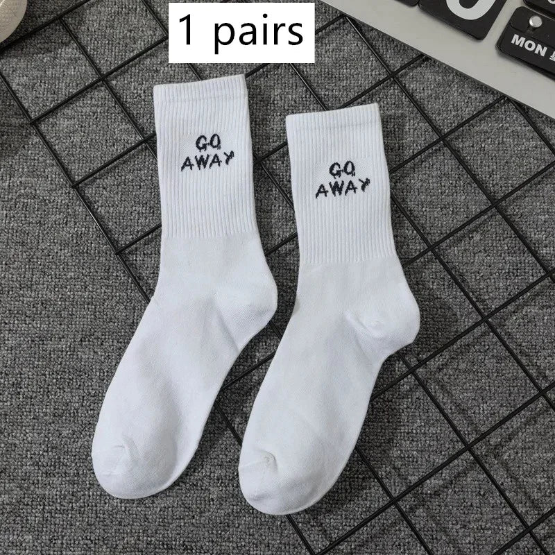 DRAVEN — Unisex Letter Street Socks – White College Style