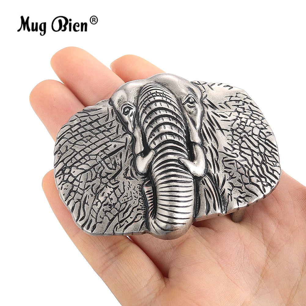 Elephant Alloy Belt Buckle Men Western Handmade Design – Elegant Men's Accessory | Accessorio Uomo Elegante