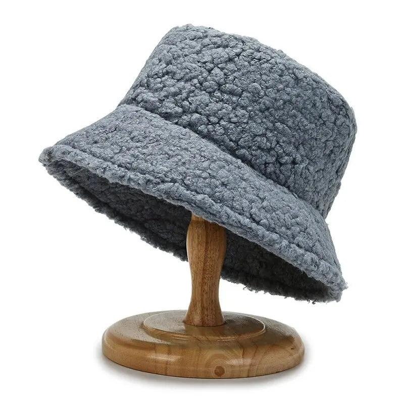 DRAVEN — Lamb Wool Bucket Hat – Unisex Harajuku Winter Style