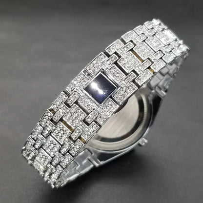 Ice Reign – Men’s Silver Steel Watch with Crystal Detailing – Elegant Men's Accessory | Accessorio Uomo Elegante