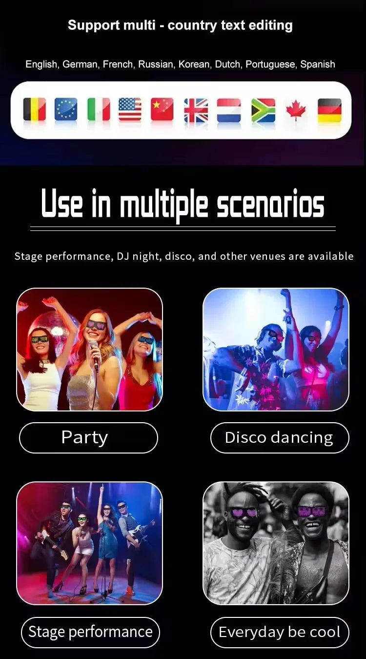 DRAVEN — Programmable LED Text Sunglasses – Graffiti Party Style