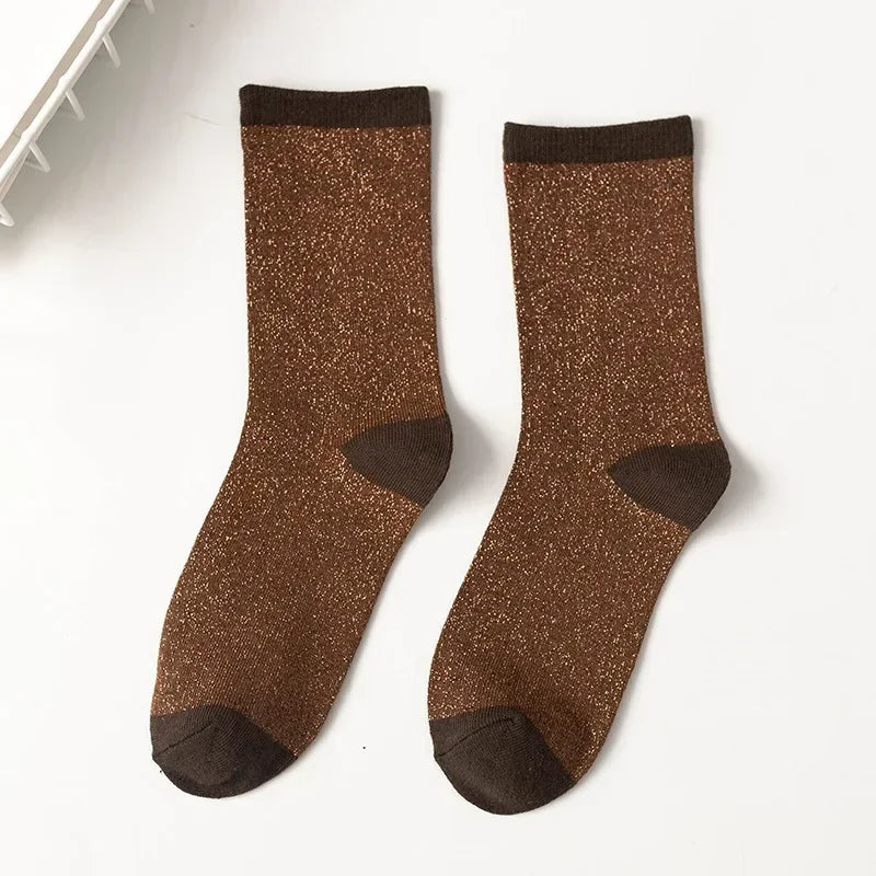 DRAVEN — Gold & Silver Glitter Socks – Women’s Korean Fashion Style