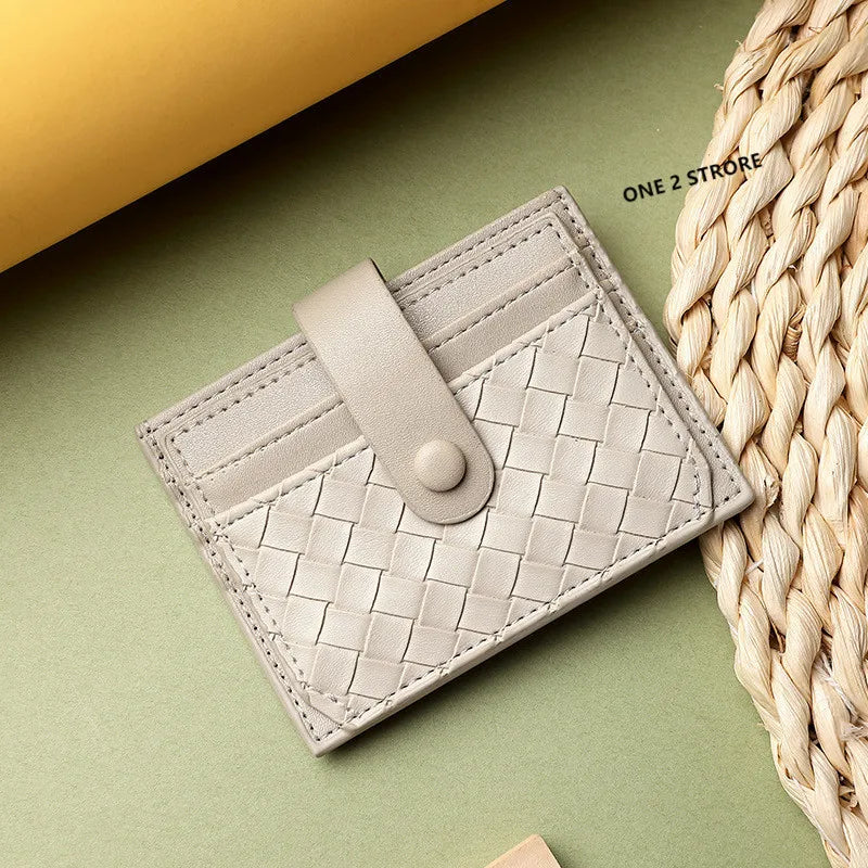 DRAVEN — PU Leather Business Card Holder Braided Large Capacity
