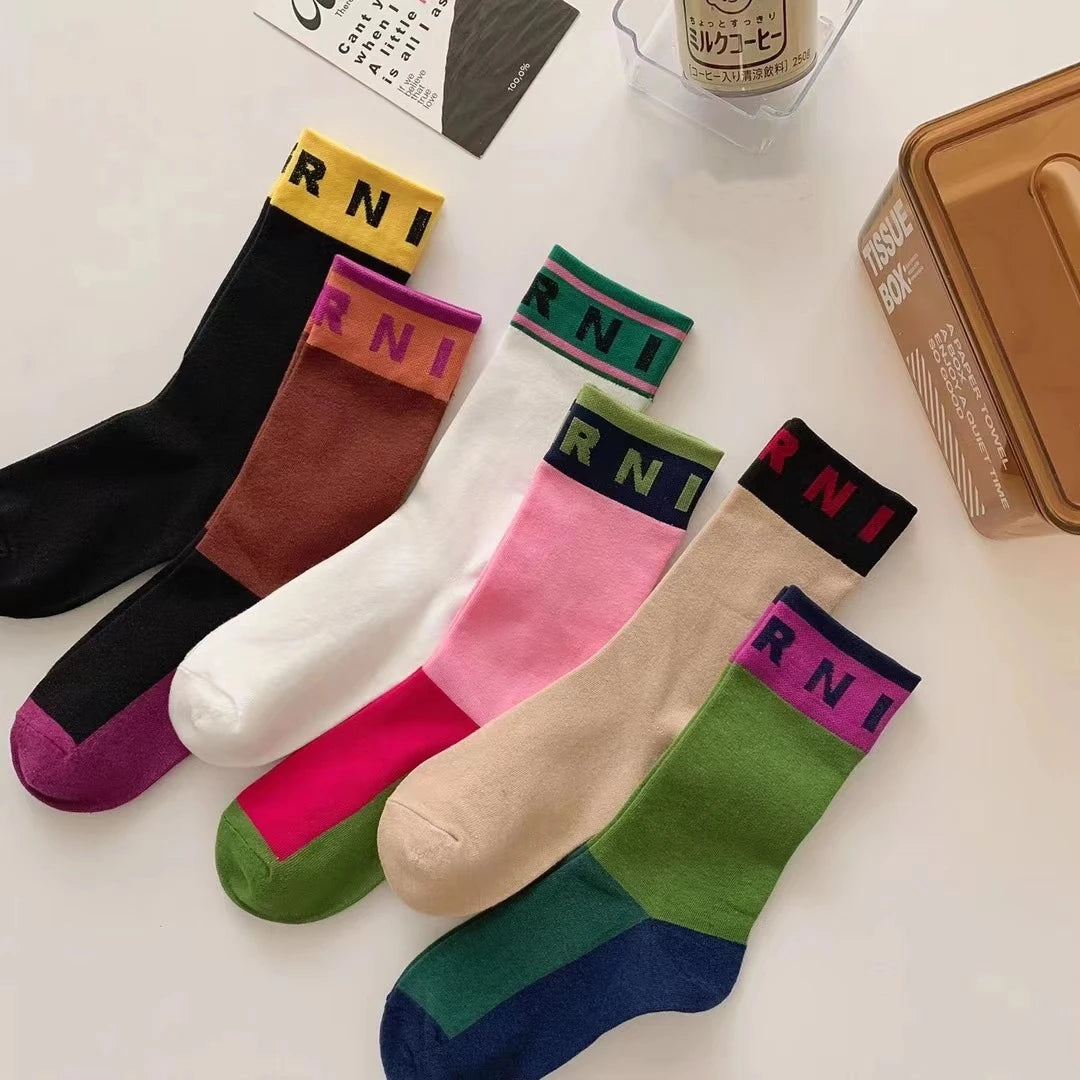 DRAVEN — Colorblock Alphabet Socks – Soft Breathable Cotton Design