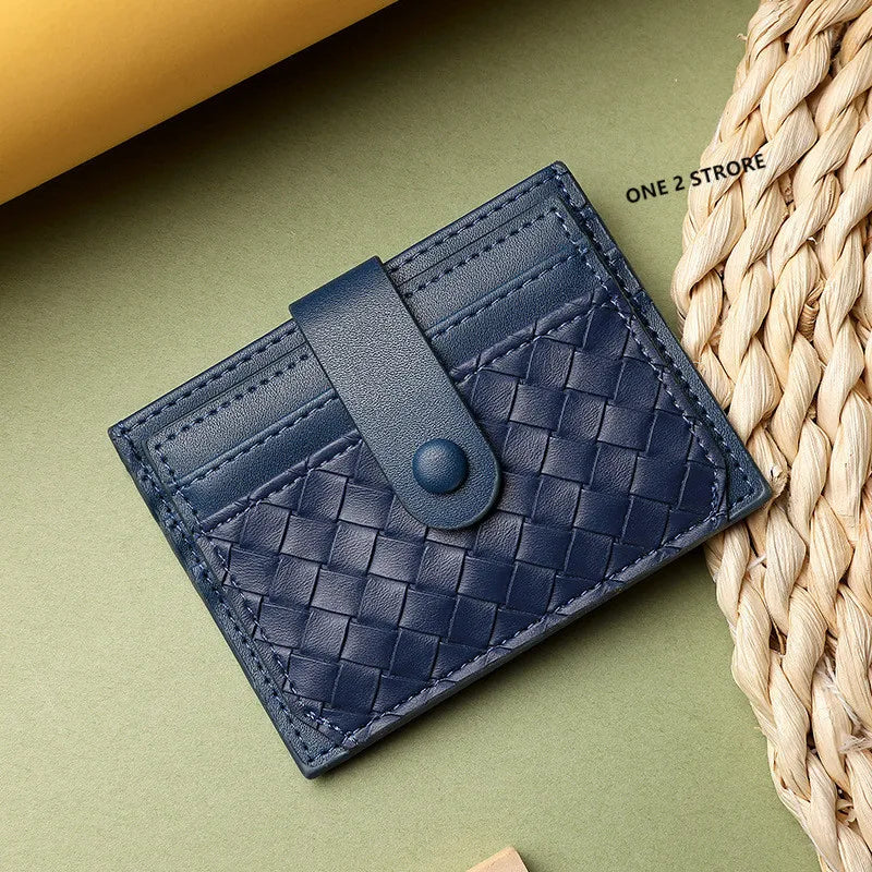 DRAVEN — PU Leather Business Card Holder Braided Large Capacity