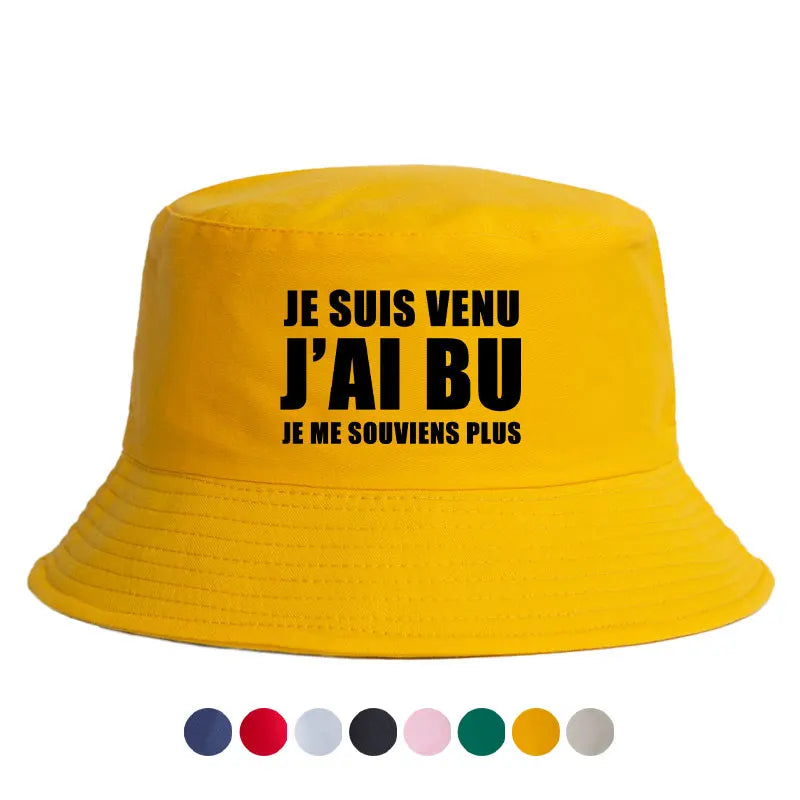 DRAVEN — Reversible “Je Suis Venu J’ai Bu” Bucket Hat – Trendy Summer Style