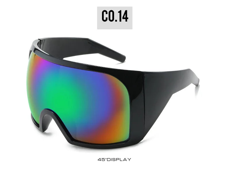 DRAVEN — Futuristic Shield Sunglasses – Oversized Wrap Design