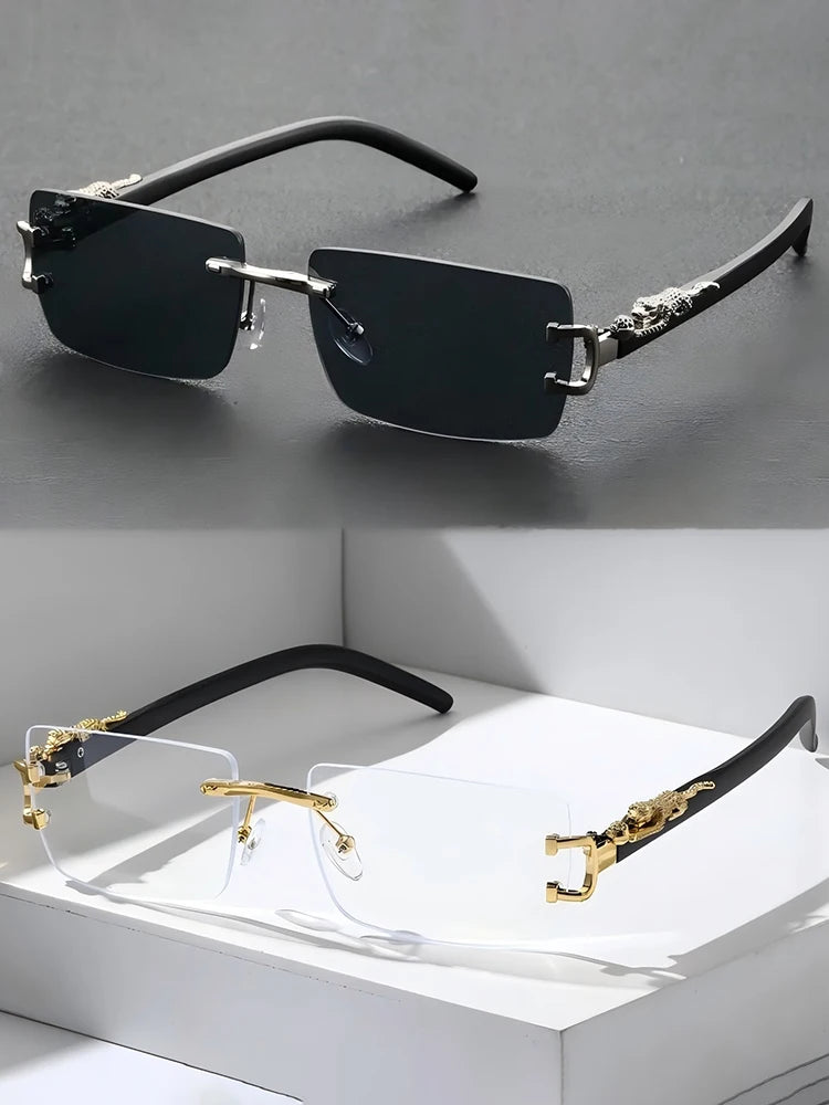 DRAVEN — Frameless Rectangle Sunglasses – Trendy Minimal Style