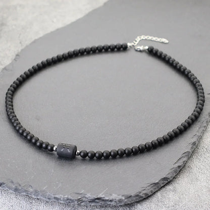 12 Constellations Black Onyx Necklace – Stainless Steel Zodiac Jewelry for Men – Elegant Men's Accessory | Accessorio Uomo Elegante