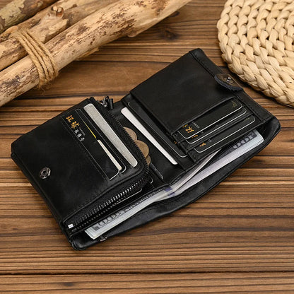 Genuine Leather Short Wallet Men Soft Card Holder – Elegant Men's Accessory | Accessorio Uomo Elegante