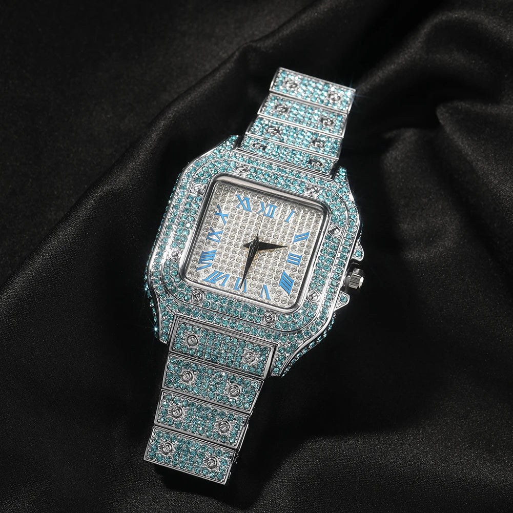 DRAVEN — Royal Frost – Men’s Blue Crystal Square Watch