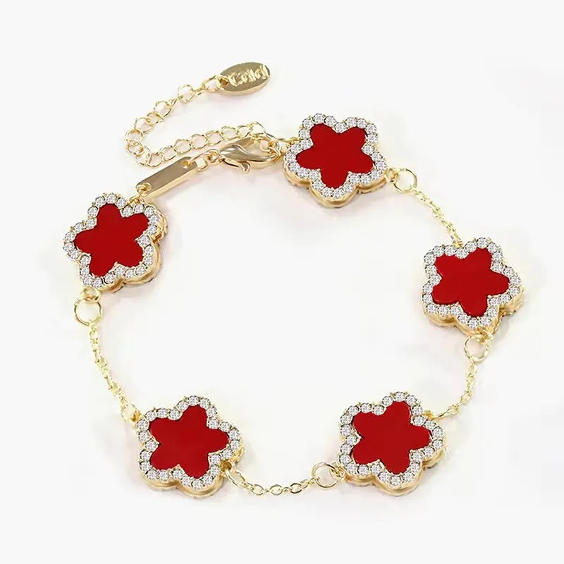 DRAVEN — Five-Flower Stone Link Bracelet