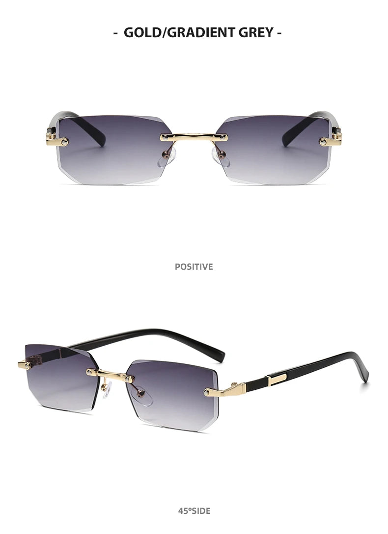 Rimless Rectangle Sunglasses – Trendy Retro Look – Elegant Men's Accessory | Accessorio Uomo Elegante