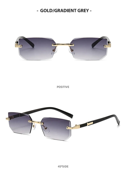 Rimless Rectangle Sunglasses – Trendy Retro Look – Elegant Men's Accessory | Accessorio Uomo Elegante