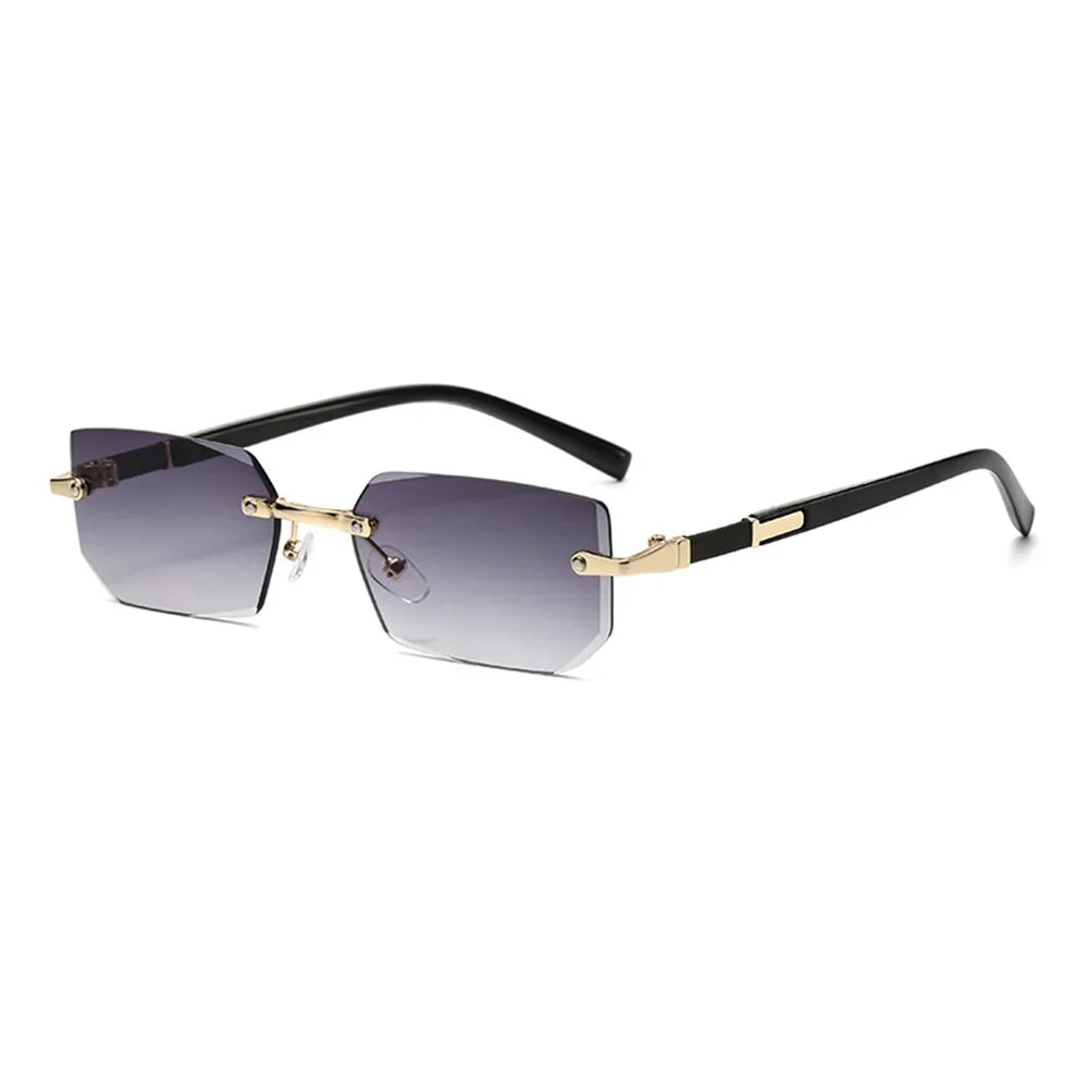 DRAVEN — Rimless Rectangle Sunglasses – Trendy Retro Style