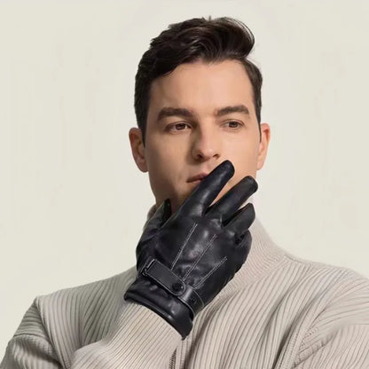 PU Leather Touchscreen Gloves – Men’s Warm Business Style