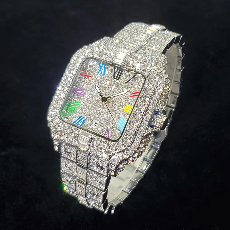 DRAVEN — Vivid Square – 2025 Men’s Colorful Crystal Square Watch for Party Style