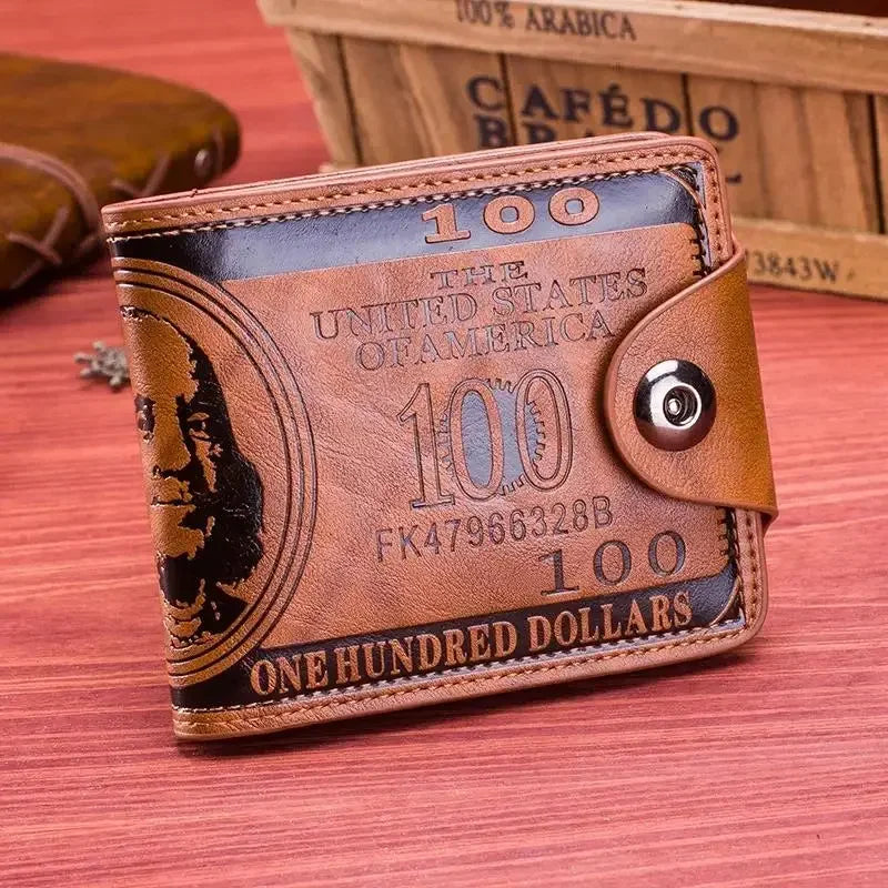 DRAVEN — Leather Wallet 100 Dollar Design Large Capacity Card Holder