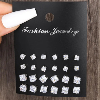 Minimalist Sparkly Zirconia Earring Set