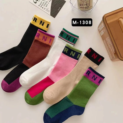 Colorblock Alphabet Socks – Soft Breathable Cotton Design