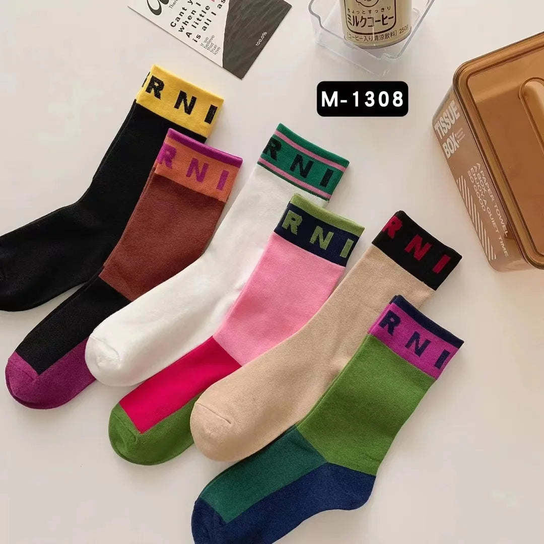 DRAVEN — Colorblock Alphabet Socks – Unisex Designer Street Style