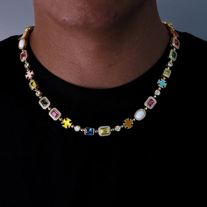 Colorful Gemstone Necklace – Luxury Zirconia Jewelry for Men and Women