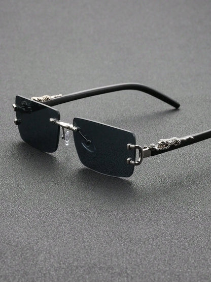 Frameless Rectangle Sunglasses – Trendy Minimal Style – Elegant Men's Accessory | Accessorio Uomo Elegante