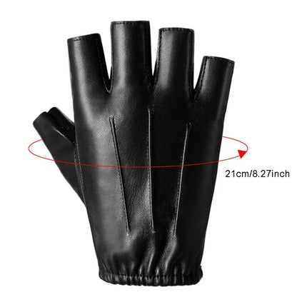 PU Leather Fingerless Gloves – Unisex Tactical Street Style