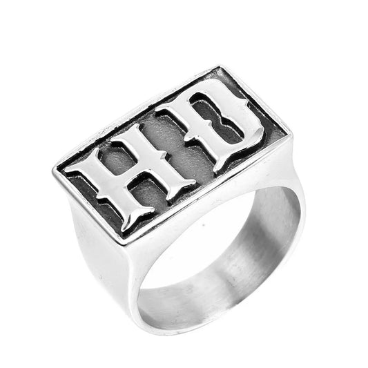 DRAVEN — Vintage Locomotive Titanium Steel Ring — Rings collection | DRAVEN