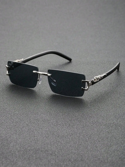 Frameless Rectangle Sunglasses – Trendy Minimal Style – Elegant Men's Accessory | Accessorio Uomo Elegante