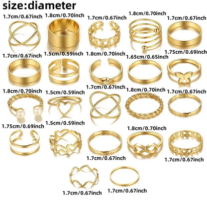 Luxury 22PCS Gold Ring Set – Elegant Men's Accessory | Accessorio Uomo Elegante