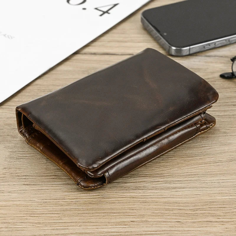 DRAVEN — Genuine Leather Short Wallet Men Soft Card Holder