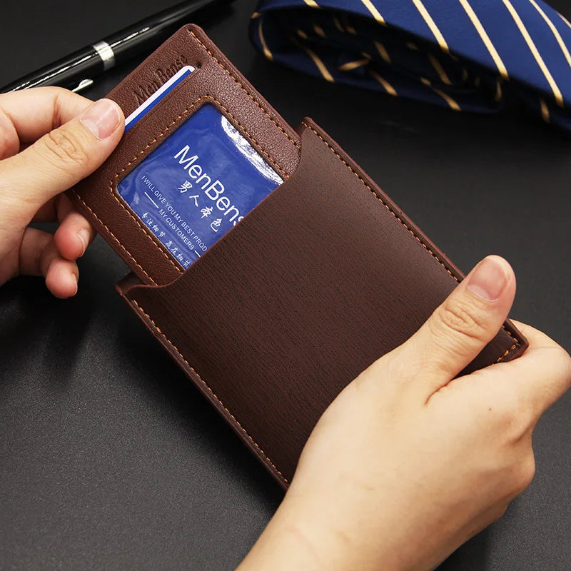 Luxury PU Leather Wallet Men Slim Short Design – Elegant Men's Accessory | Accessorio Uomo Elegante